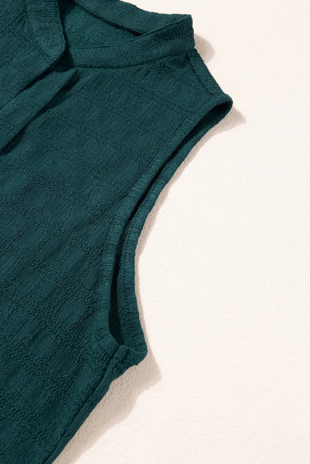 Sea Green Lattice Textured Split Neck Tank Top Markonline