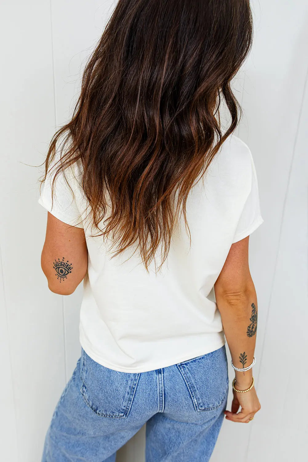 White Leopard Bow Embroidered Cotton Round Neck T Shirt Markonline