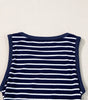 Blue Stripe Contrast Round Neck Sleeveless Slim Top Markonline