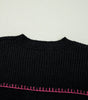 Black Colorful Striped Ribbed Trim Sweater Dear-Lover Dropshipping