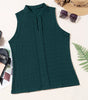 Sea Green Lattice Textured Split Neck Tank Top Markonline