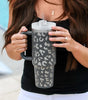 Gray Leopard Print 40OZ Stainless Steel Portable Cup with Handle Dear-Lover Dropshipping