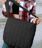 Black Quilted Zipper Large Shoulder Bag Dear-Lover Dropshipping