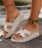 Beige Cutout Design Open Toe Platform Slippers (Run Small, Size Up) Dear-Lover Dropshipping