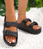 Black Double-buckle EVA Slippers Dear-Lover Dropshipping