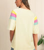 White Color Block Stitched Sleeve Loose T Shirt Markonline