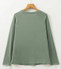 Grass Green Seam Detail Lace Contrast Cuffs Raglan Sleeve Top Dear-Lover Dropshipping