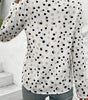 White Polka Dot Print Button Front V Neck Blouse Dear-Lover Dropshipping