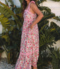 Pink Floral Lace Tied Strap Empire Waist Maxi Dress Markonline