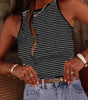 Black Striped Print Ribbed Knit Sleeveless Top Dear-Lover Dropshipping