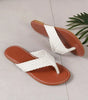 White Braided Strap PU Leather Flip Flop Markonline