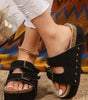 Black Suede Buckle Decor Footbed Sandal Slippers Dear-Lover Dropshipping