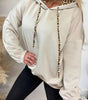 Jet Stream Leopard Contrast Drawstring Hood Drop Shoulder Loose Top Dear-Lover Dropshipping