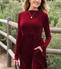 Red Dahlia Frilled Neck Ribbed Knit Patchwork Long Sleeve Mini Dress Markonline