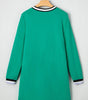 Mint Green Varsity Contrast Striped V Neck Long Sleeve T Shirt Dress with Pockets Markonline