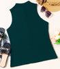 Sea Green Lattice Textured Split Neck Tank Top Markonline