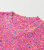 Dark Pink Colorful Spots Knitted V Neck Casual Sweater Dear-Lover Dropshipping