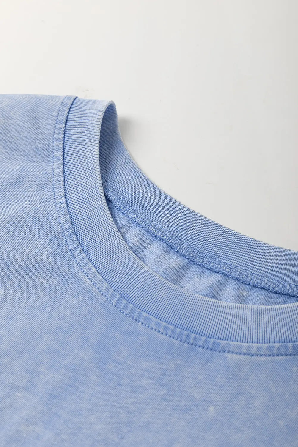 Sky Blue Mineral Wash Flower Patchwork Mini T Shirt Dress Markonline