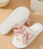 White Bow Knot Decor Open Toe Plush Slippers Markonline