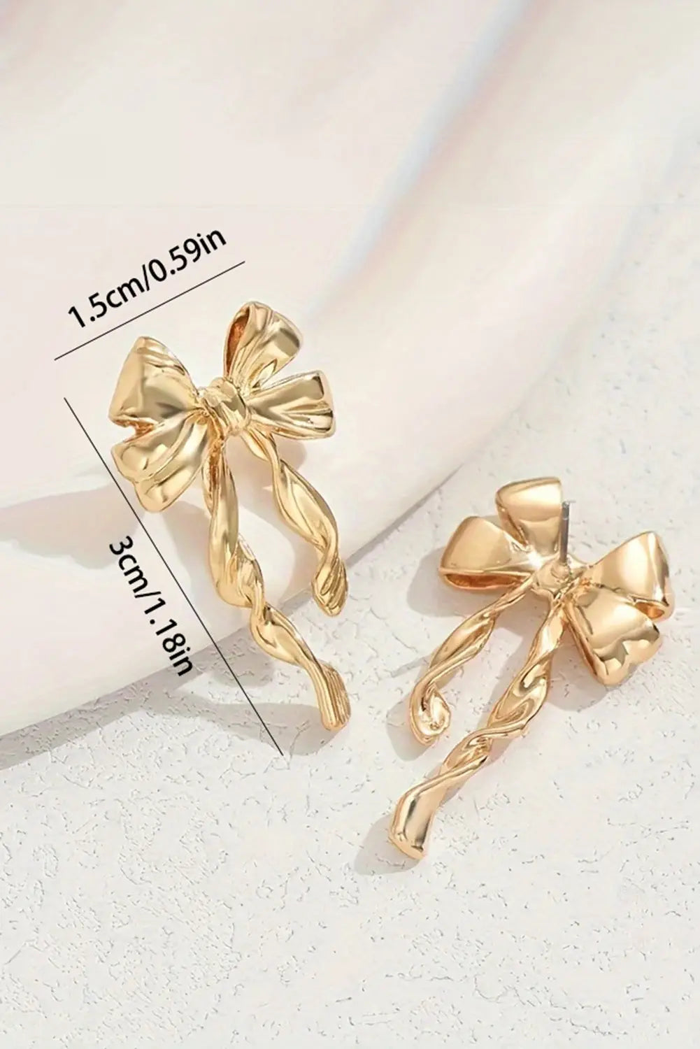 Gold Bow Knot Plated Alloy Stud Earrings Dear-Lover Dropshipping